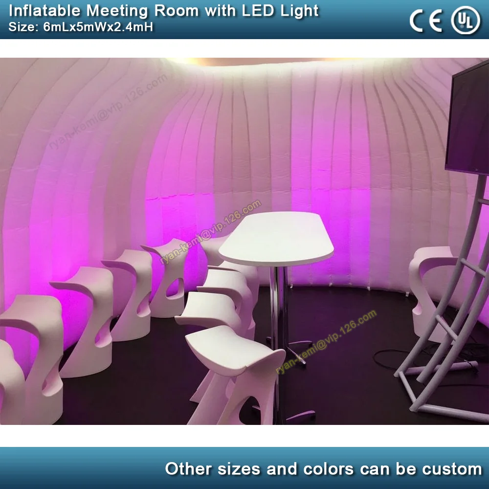 6x5m portable inflatable meeting room LED lighted inflatable office pod small inflatable tent booth inflatable party events bar