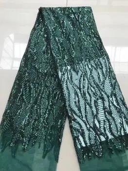 

Latest Green Bridal Lace Fabric with Sequins French Tulle Lace Fabric Sequins Lace Fabrics for Nigerian Party Dres