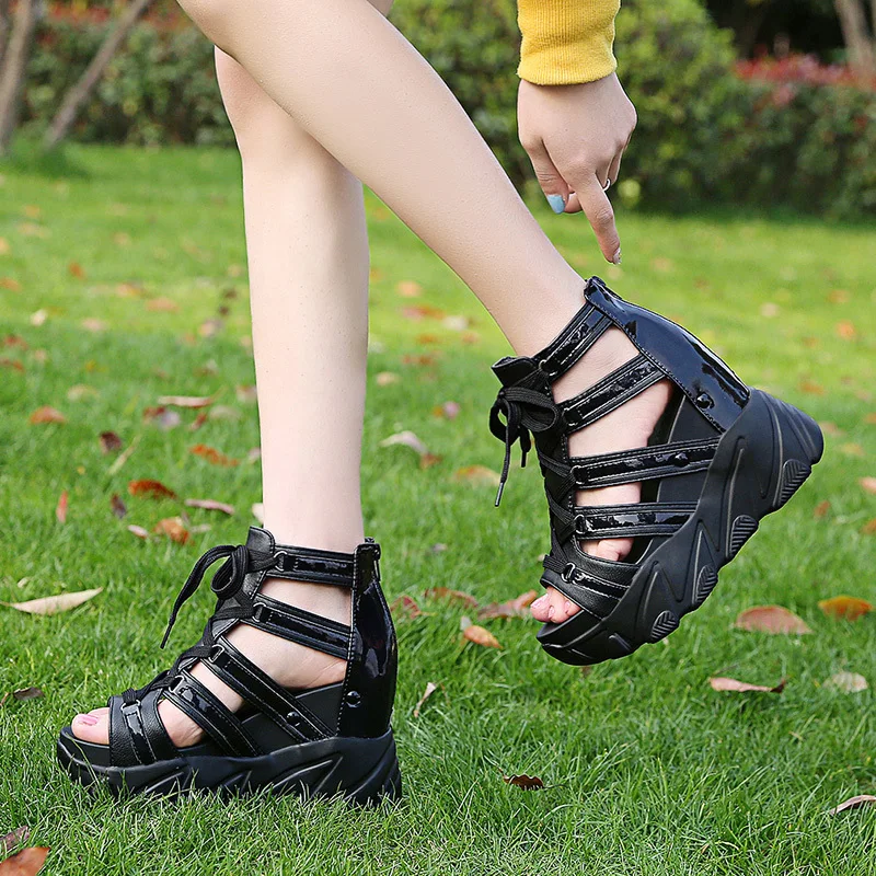Women Sandals 2019 Summer Ladies PU Platform Sandals 10CM Wedges Thick Bottom Casual Women Sneakers Comfortable White Sandals