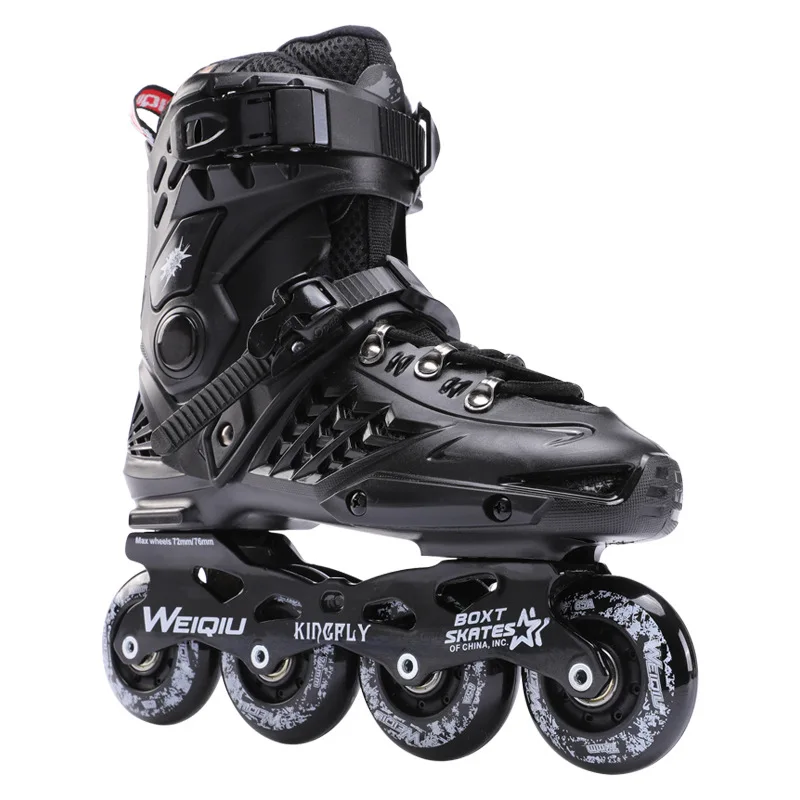 الكبار حذاء تزلج بعجلات للرجال والنساء الذهب الأسود على الجليد المهنية شقة زهرة صف واحد زلاجات دوارة