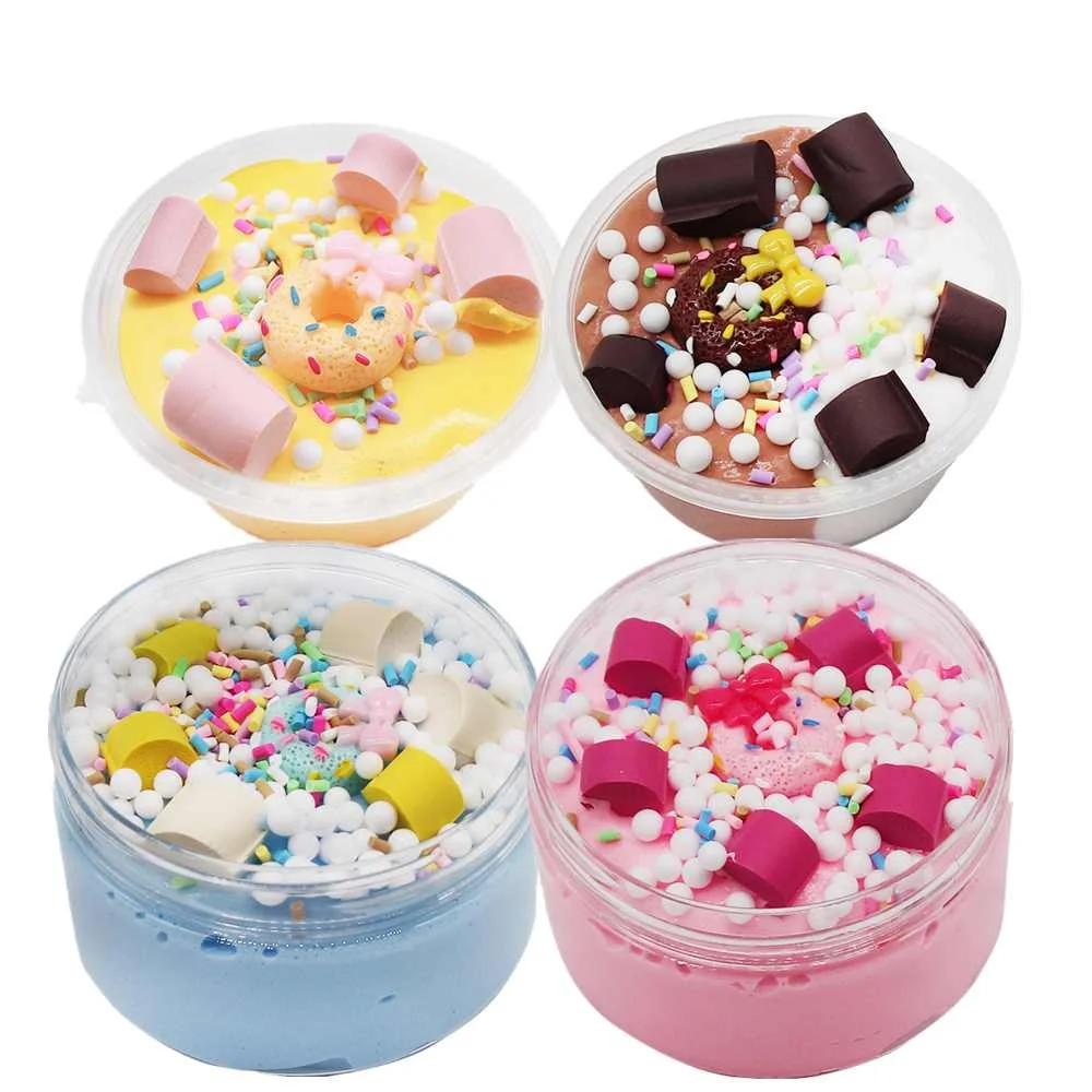 

100ML Donut Cotton Candy Mud Slime Toys Butter Mud Slime DIY Hand Craft Toy Accessories New Decompression Toy for Kids Gift