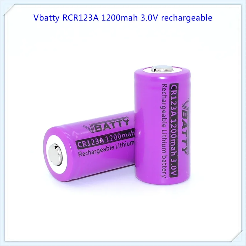 Vbatty RCR 1200mah 3v CR123A 1200mAh аккумуляторная батарея 3,0 v CR123a литиевые батареи с верхней кнопкой(1 шт/