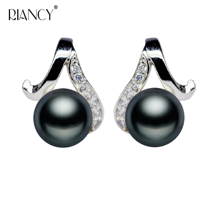 

2019 NEW Natural Pearl jewelry Earrings For Women 925 Sterling Silver Jewelry black Pearl Earrings Wedding