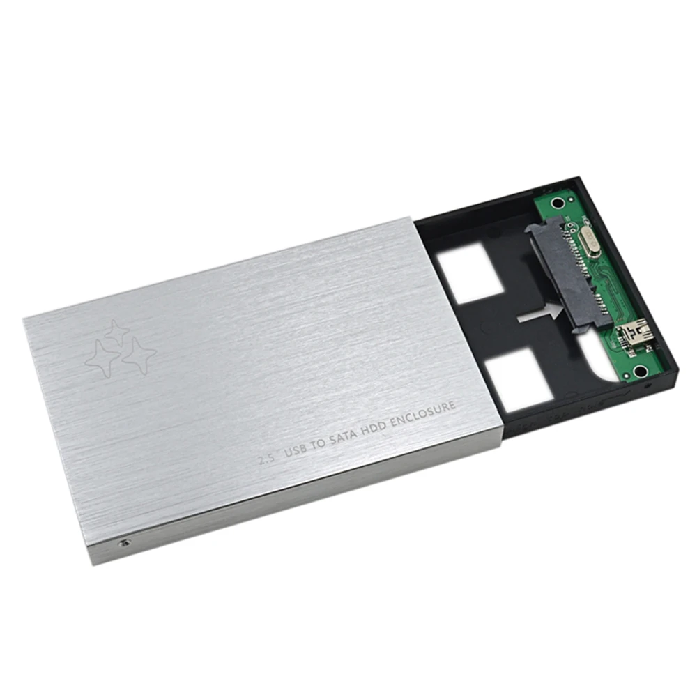 Серебряный контейнер для жесткого диска SATA to USB2.0 2,5 Внешний жесткий диск адаптер 1 ТБ 500GB чехол для SSD, HDD корпус коробка Optibay