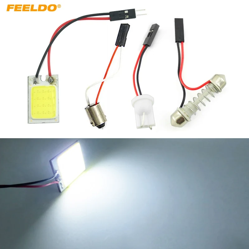 

FEELDO 20Pcs 16LED White Car COB 16SMD 26x16mm T10 BA9S Festoon Dome Panel Light Car Panel LED Reading Light #FD-5273
