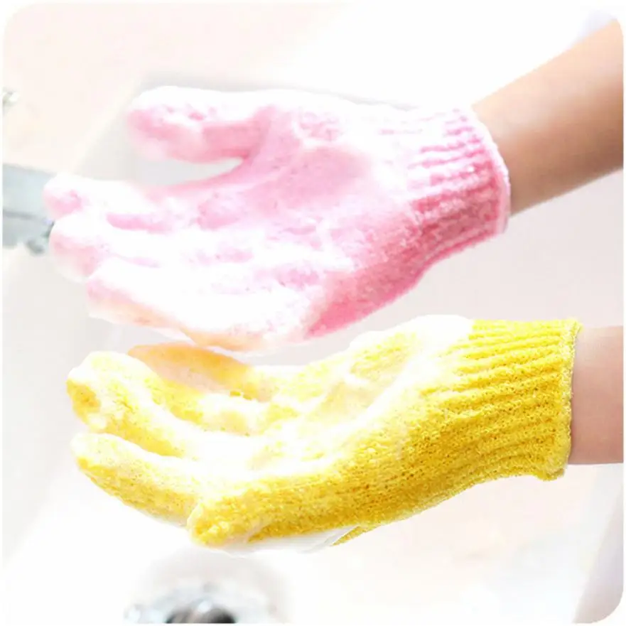 1 пара рукавицы для душа отшелушивающие для мытья кожи Спа Перчатки для ванны пена для ванны противоскользящие скрубберы массаж тела чистка