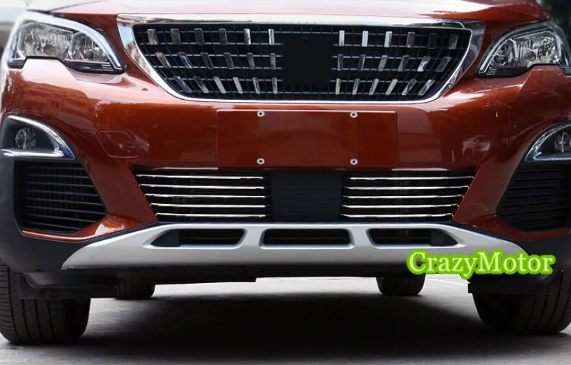 

10pcs/set Stainless front bottom center grille trim FOR PEUGEOT 3008 GT 2016 2017 car styling