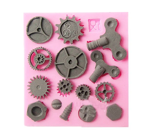 

Gear screw steampunk sugar cake hardware tools silicone mold