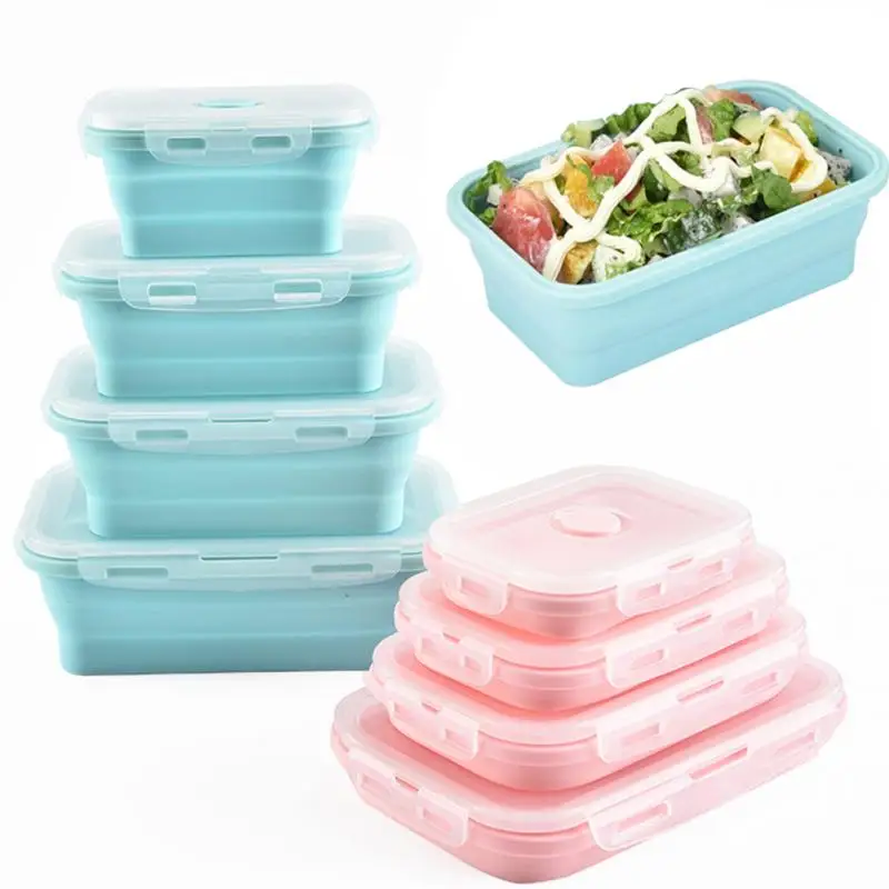 

Portable Foldable Leak-proof Food Container Large Capacity Convenient Collapsible Kids School Microwave Silicone