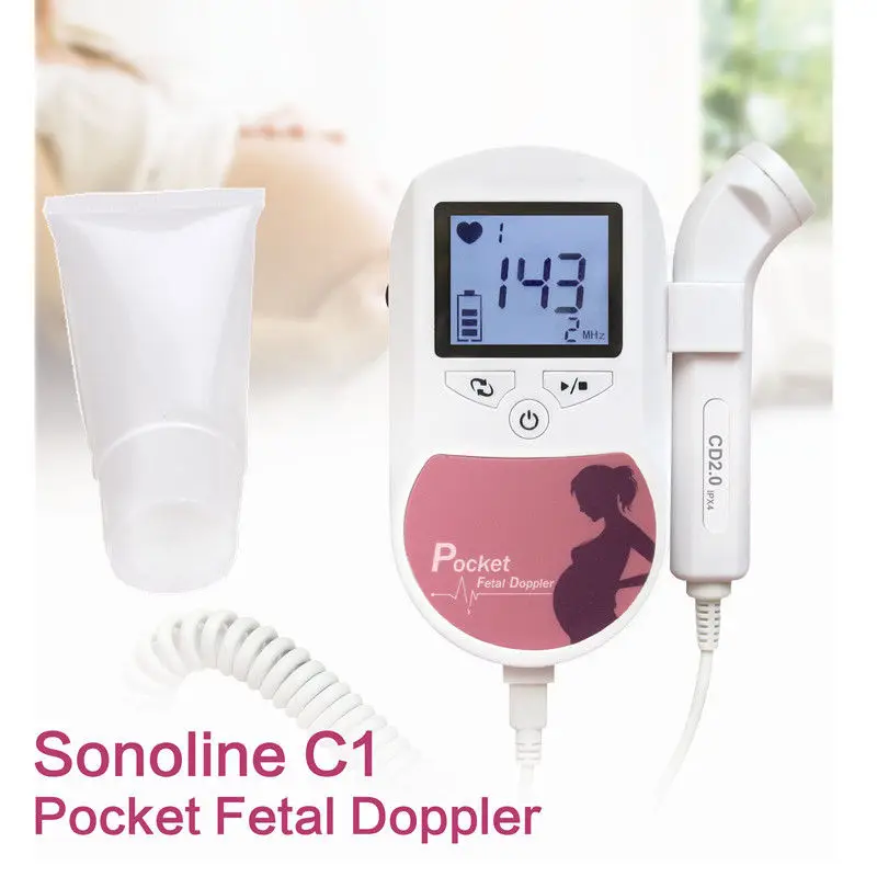 Free Gel CONTEC Prober Pink colour Sonoline C1 Pocket Fetal doppler