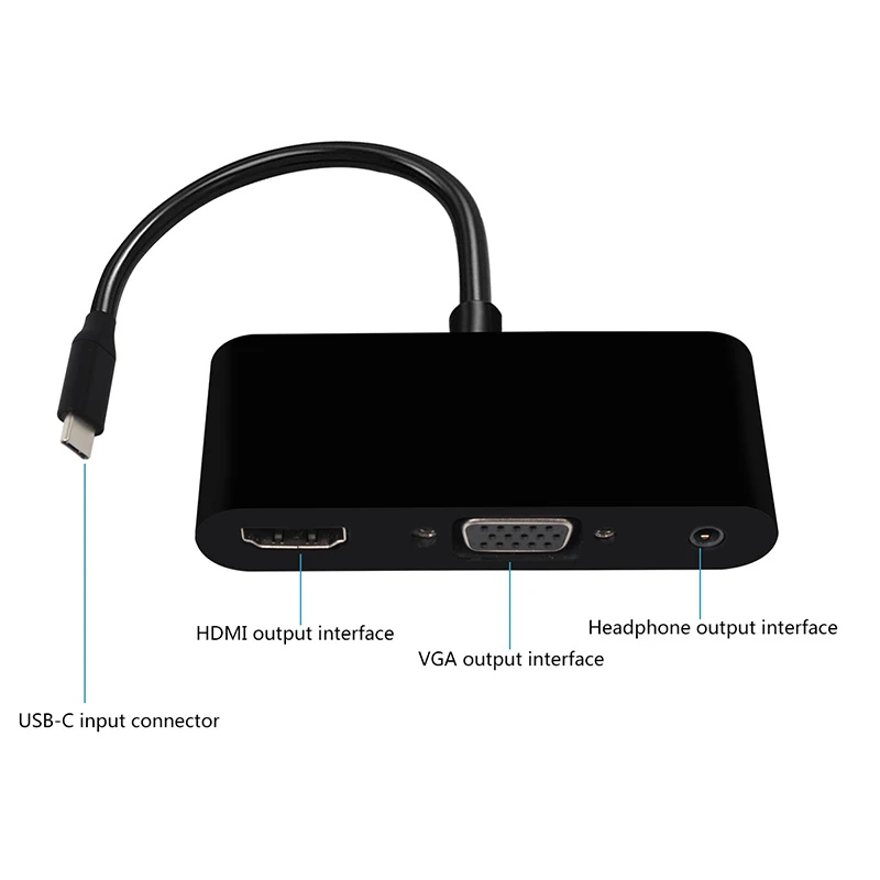 5 шт. usb type C к HDMI VGA концентратор адаптер 4 к 3 в 1 с аудио выход для ТВ ПК МОНИТОР встречи HDMI VGA кабель