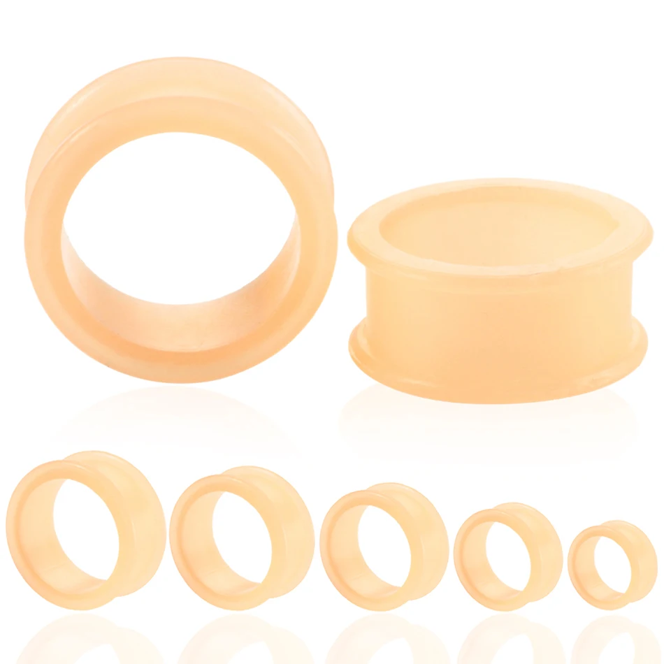 

2Pcs Silicone Ear Plugs Tunnels Piercings Skin Color Flexible Earring Gauges Ear Stretchers Saddle Plugs Expanders Body Jewelry
