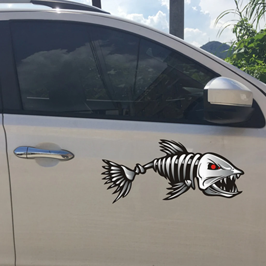

Dewtreetali hot 3D Car Accessories Car-styling Skeleton Shark Car Sticker and Decal Go Fish for Motorcycle Volkswage new