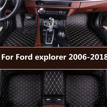 

leather car floor mats for Ford explorer 2006-2013 2014- 2016 2017 2018 Custom auto foot Pads automobile carpet cover