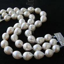 Красивая AAA 3row " 13 мм белый барокко пресноводный жемчуг braceletNoble стиль естественно прекрасно jewe быстрая