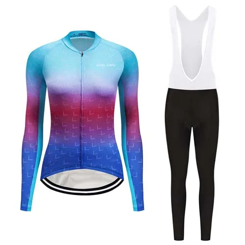 Teleyi Быстросохнущий набор Джерси для велоспорта, женская одежда с длинным рукавом для велоспорта, комплект одежды для горного велосипеда, платье для Майо, костюм для униформы - Цвет: jersey and pants