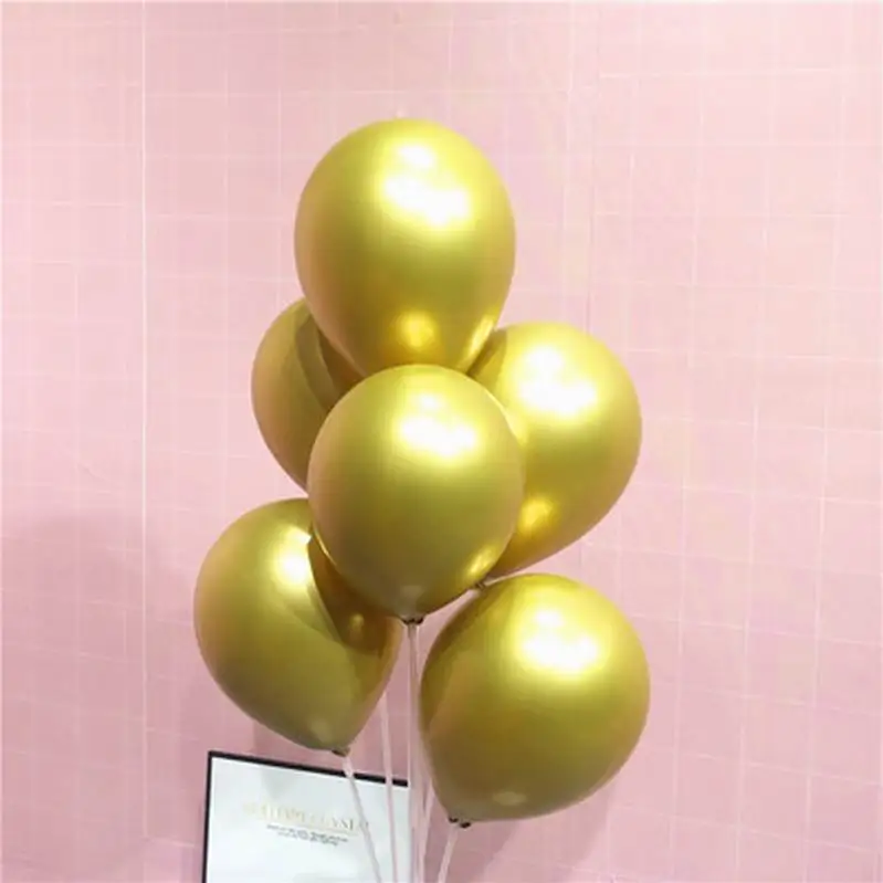 10 шт шары из латекса цвета металлик Длинная Форма Металл Хром волшебное завязывание скручивание шар балон Свадебные предметы для украшения дня рождения - Цвет: round gold