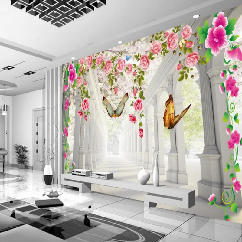 

wallpaper for walls 3 d Beautiful Romantic Butterfly flowers Wedding Places bedroom decoration backdrop wallpaper mural