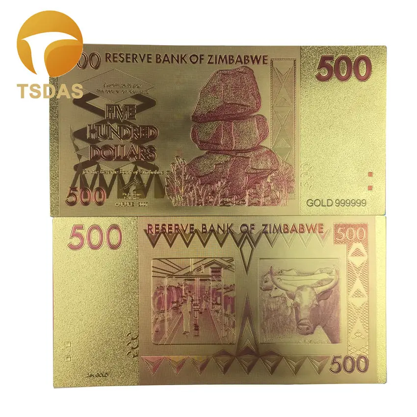 1 шт Позолоченные Зимбабве сто триллионов долларов с покрытыем цвета чистого 24 каратного золота долларов украшения купюр - Цвет: 4