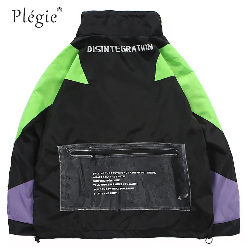 Plegie Harajuku Jacket Men HipHop Streetwear Retro Jacket Windbreaker Pocket Spring 2019 Vintage Color Block Track Jacket Zipper Plegie Harajuku Jacket Men HipHop Streetwear Retro Jacket Windbreaker Pocket Spring 2019 Vintage Color Block Track Jacket Zipper