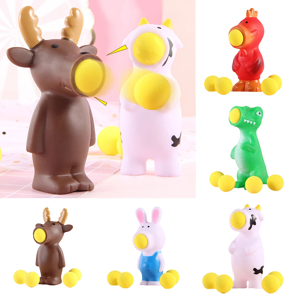 New Creative Soft Rabbit Animal Pop out Shoot Ball Anti-Stress Squeeze Kids Toy Gift Soft Sticky Stress