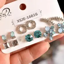 Новые модные женские аксессуары для девочек вечерние серьги-пуссеты бело-голубой смешанный 6 пар/компл. подарок красивые серьги агента доставки