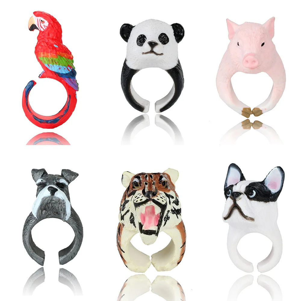 Регулируемое кольцо с животным, обручальное кольцо, забавный Женский Тренч, женское 3D кольцо с животным, панда, кольца с собакой, для женщин, тигр, ящерица, животное, подарок