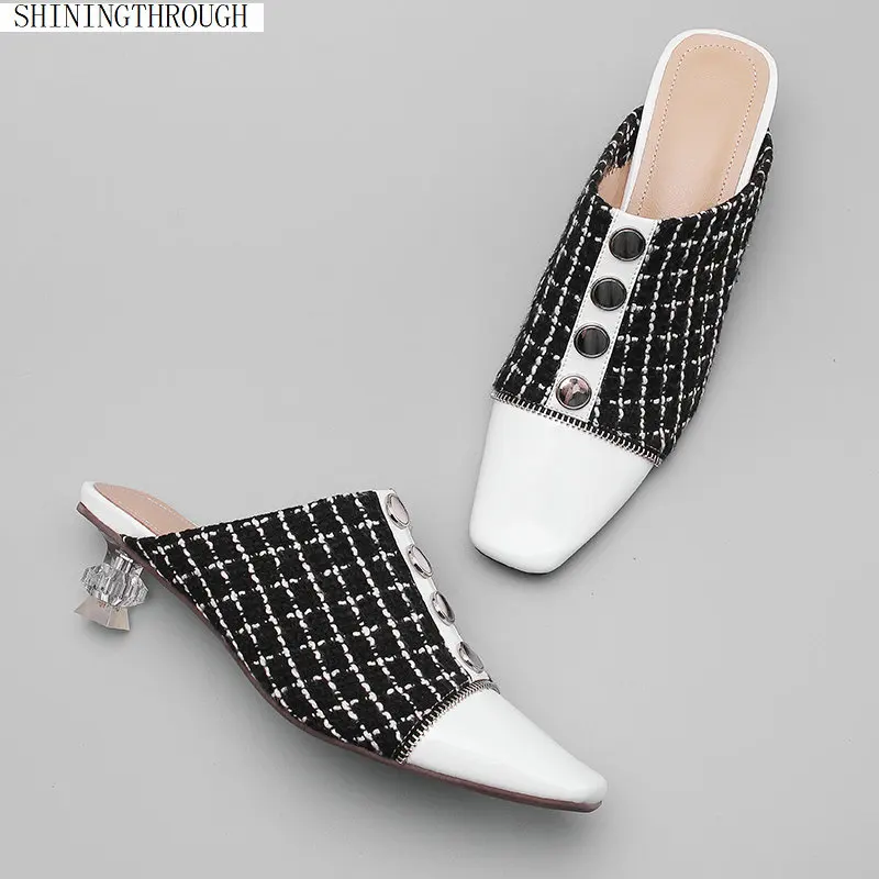 

Spring/Autumn Concise Women Pointed Toe Slippers Thin High Heel Fashion Sandals Ladies Slip-on Slippers Gladiator shoes