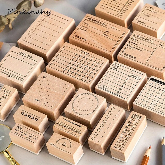 Vintage Daily Planner grid Memo Check List decoration stamp wooden rubber  stamps for scrapbooking stationery DIY craft YZ009 - AliExpress