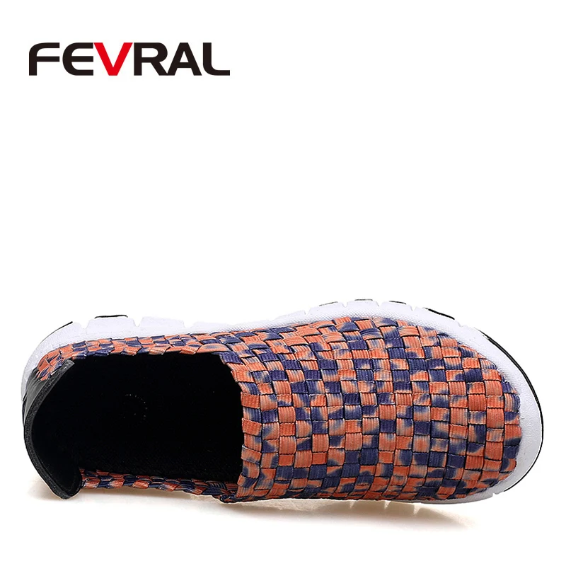 FEVRAL Brand Female Footwear Summer Woven Woman Shoes Natural Colors Weave Shoes Soft Breathable Handmade Woman Casual Shoes