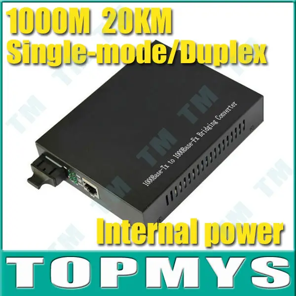1000M Base Fiber Optic Ethernet Media Converter Duplex Single-mode 1X RJ45 port Internal power 20KM ,TM-E22I Free Shipping