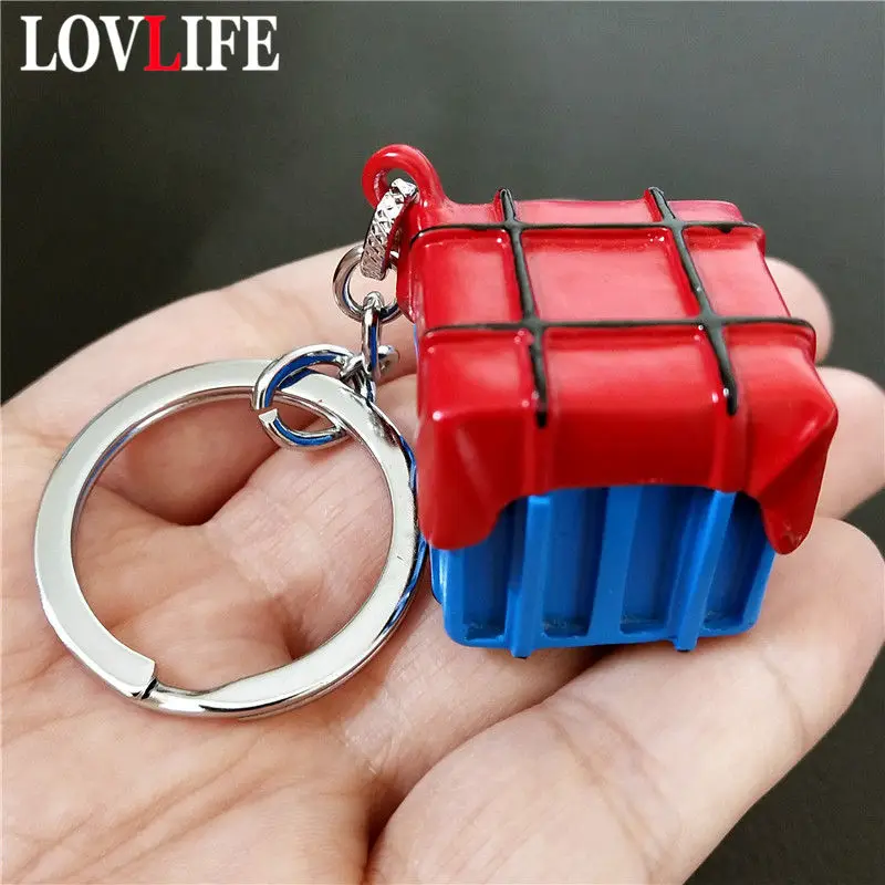 

Airdrop Box Keychain Hot Game PUBG Metal Key Ring Key Chain For Player's Gifts Vintage Gold Pendant Car Keychains Men Key Rings