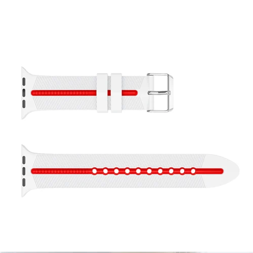 Силиконовый ремешок для Apple watch 42 мм 38 мм iWatch 4 ремешка 44 мм 40 мм двухцветный ремень браслет ремешок для Apple watch 4/3/2/1 - Цвет ремешка: white red