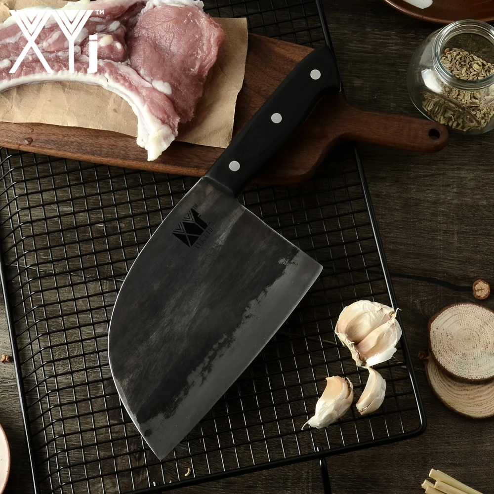 

XYj Butcher Chef Knives Round Head Forged Clad Steel Blade Kitchen Knives Chopping Bone Filleting Slicing Broad Cooking Knife