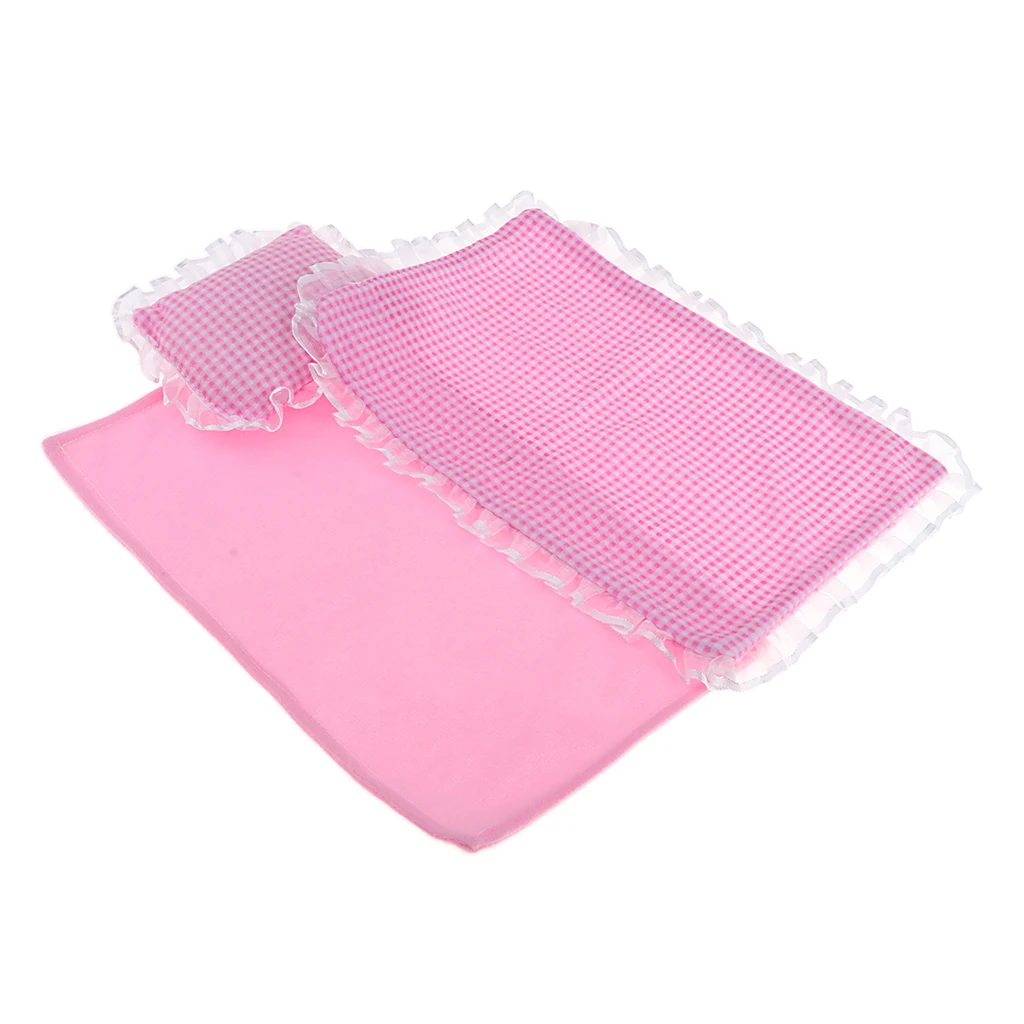 Lovely dolls house bedding set with sheet  for 25cm Dolls Accessories Pink doll bedding accessories for your beloved dolls