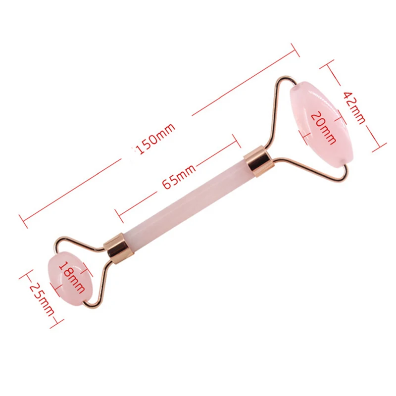 Натуральный розовый КВАРЦЕВЫЙ роликовый для похудения Массажер для лица лифтинг инструмент нефритовый роллер для массажа лица Камень кожа массаж Красота Уход Набор коробка