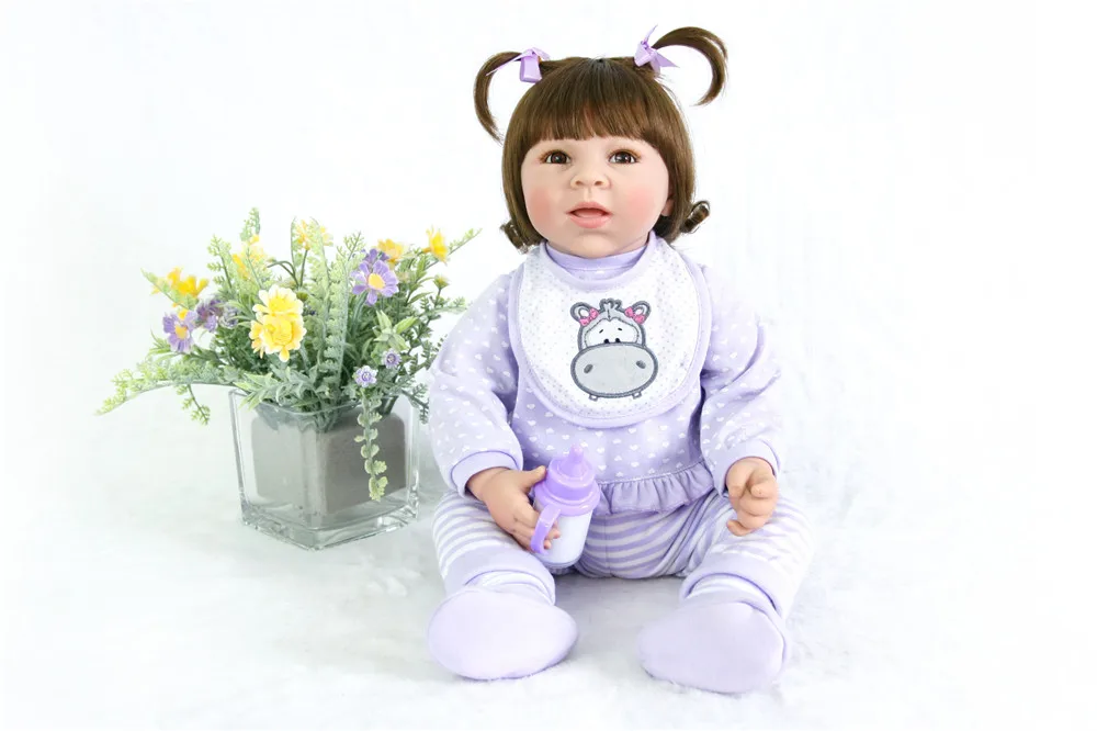 Cute hippo clothes with Princess Doll Reborn For Girls Reborn Baby Doll Realistic 51cm soft Silicone Dolls Toys kids bebe gift