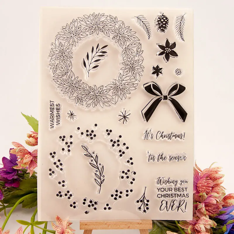 Season Garland Round Bow Transparent Clear Silicone Stamp for Seal DIY Scrapbooking Photo Album Decorative Sheets | Дом и сад