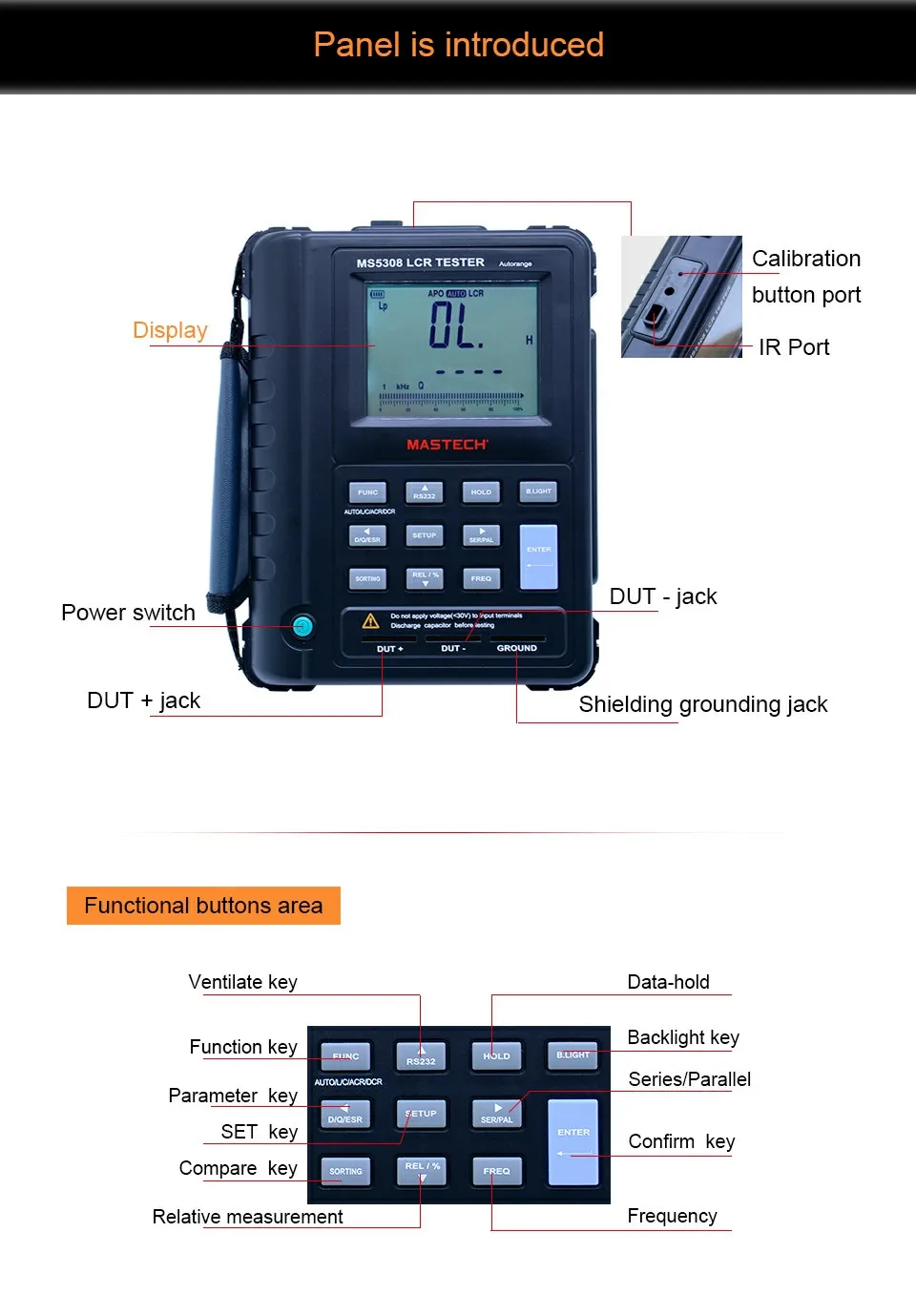 Mastech MS5308 LCR тестер сопротивления емкости тестер Ручной авторазгон rofessional Автоматический диапазон Цифровой LCR метр