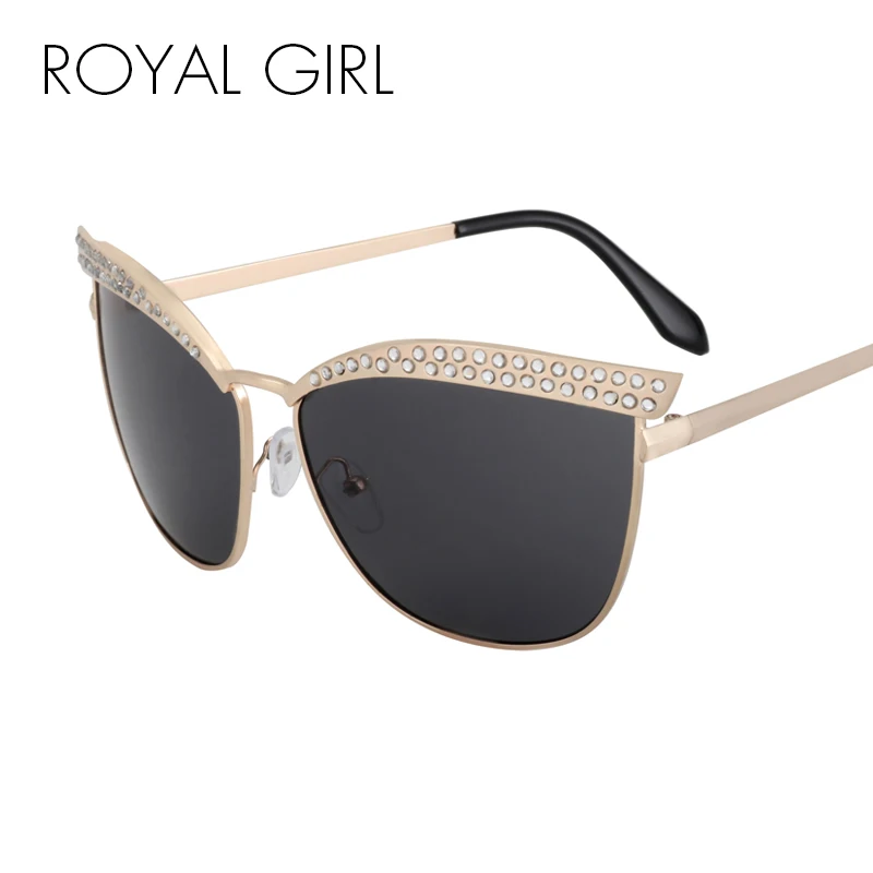 

ROYAL GIRL Cat Eye Sunglasses Women Crystal Diamond Luxury Sun Glasses Women Eyewear Vintage Design Oculos De Sol Feminino ss248