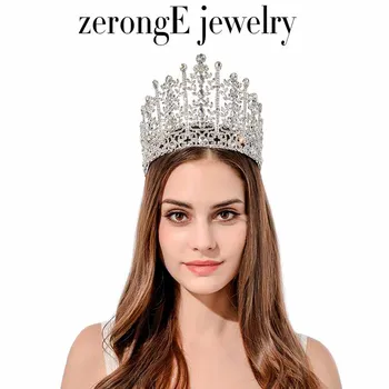 

zerongE jewelry gorgeous rhinestone pageant drop wedding tiara lady bridal tiara hair jewelry band miss world event tiara crown