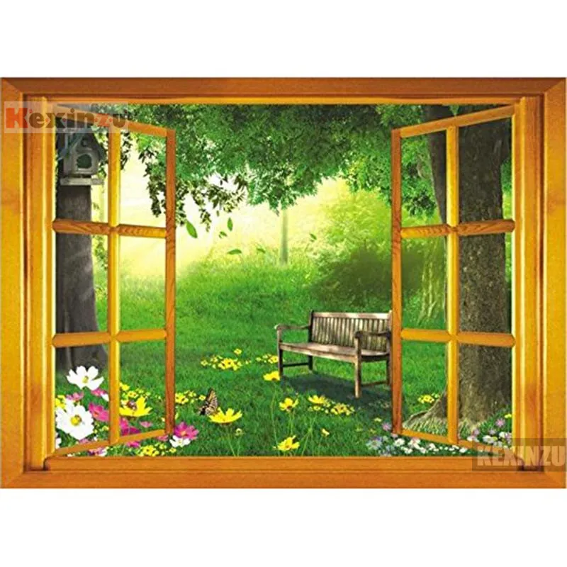 

kexinzu Full Square/Round 5D Diy Diamond Painting Cross Stitch "Window Scenery " Diamond 3D Embroidery Mosaic Home Decor 036