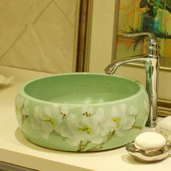 

Jingdezhen factory directly art hand painted ceramic wash basin foot pedicure basin bathroom sink