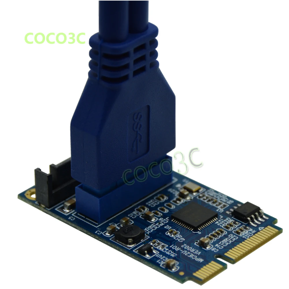  Mini PCIe a Doble Adaptador USB 30 mini-ITX placa base a 19P USB tarjeta hembra cabezal a USB3.0 ca