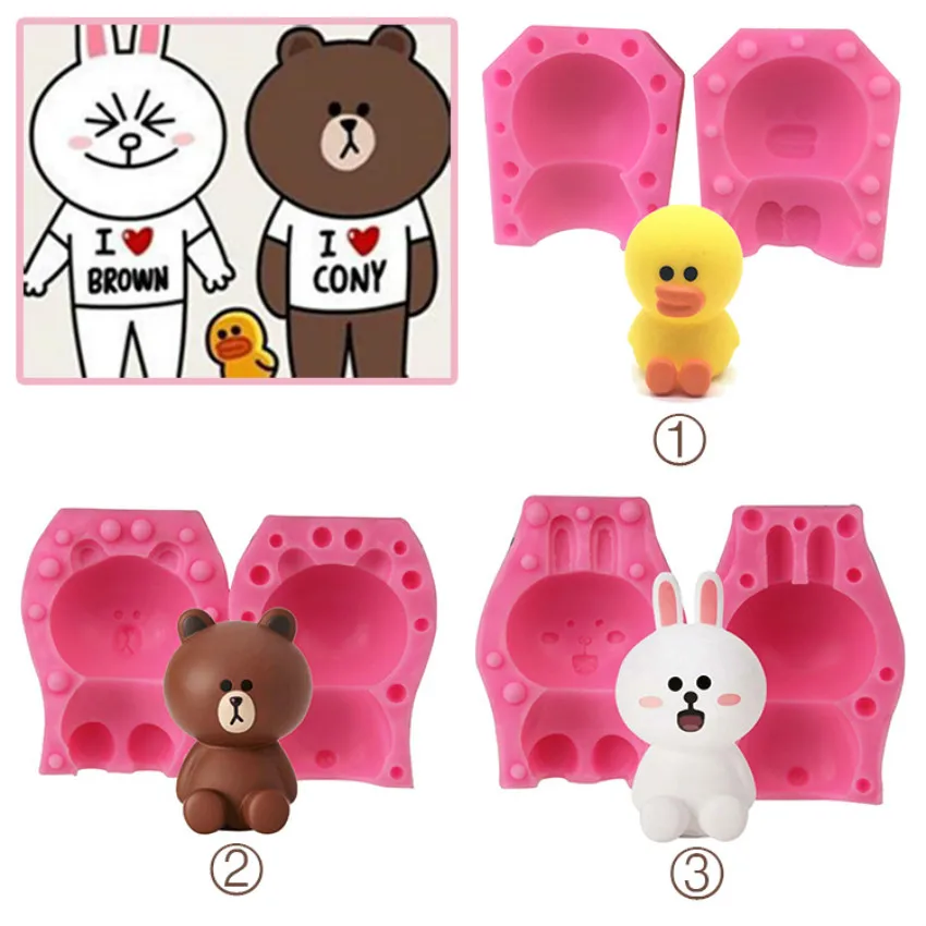 

DIY Cartoon Animal Bear Toy 3D Silicone Mold Fondant Soap Cupcake Jelly Candy Chocolate Decoration Baking Tool Moulds FQ3357