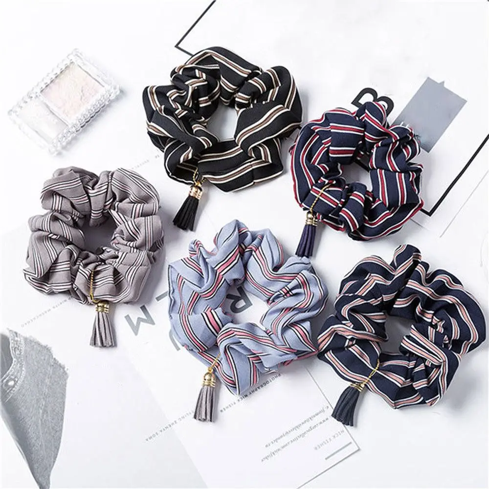 

Striped Women Elastic Hair Rope Ring Tie Scrunchie Ponytail Holder Hair Band Headband hair accessories for women