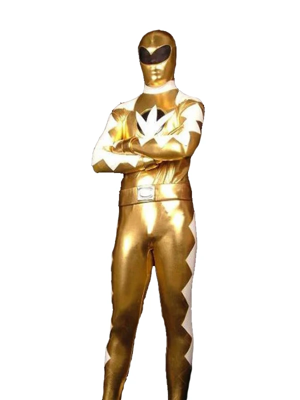Супер Sentai bakuryuu Sentai серий костюмы зентай Косплей рейнджеры красный/синий/фиолетовый/золотой/блестящий металлический облегающий костюм на Хэллоуин - Цвет: Golden Ranger