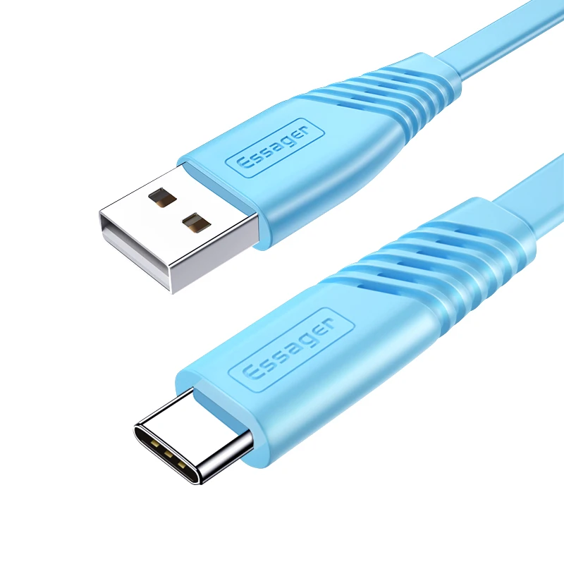 Кабель Essager usb type-C для samsung Xiaomi Redmi Note 8 7 K20 OnePlus 7 Pro провод для быстрой зарядки кабель USBC type-c USB-C зарядное устройство - Цвет: Blue