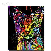 Kpymo Cat акриловая живопись по номерам расписанную Холст Современные настенные картины для Гостиная Home Decor Wall Книги по искусству красочные Наборы