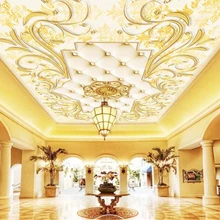 Пользовательские фотообои на потолок роскошные золотые тисненые Европейский узор мягкая сумка потолочные обои Papel pintado